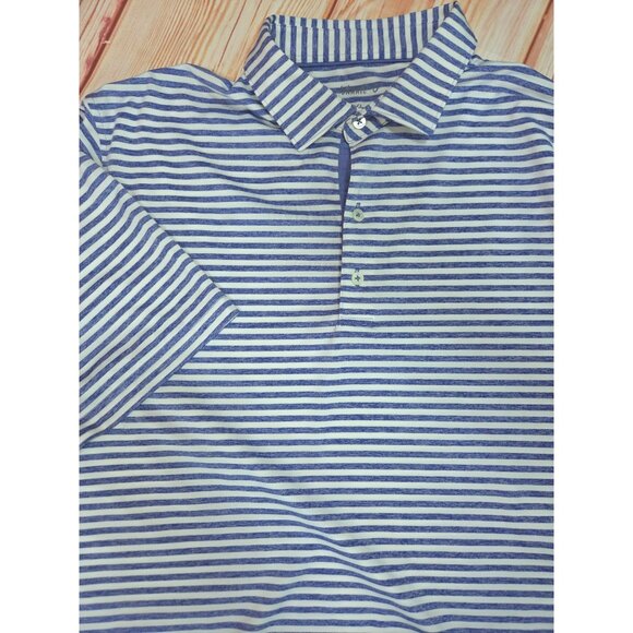 Johnnie-O Mens Blue & White Striped Polo Shirt XL - Picture 4 of 7